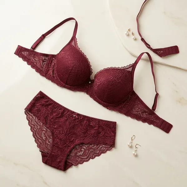Maroon_Cotton_Net_Padded_Bra_And_Panty_Set_For_Women