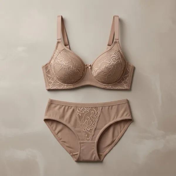 Beige_Cotton-Net_Lace_Lingerie_Set_For_Women