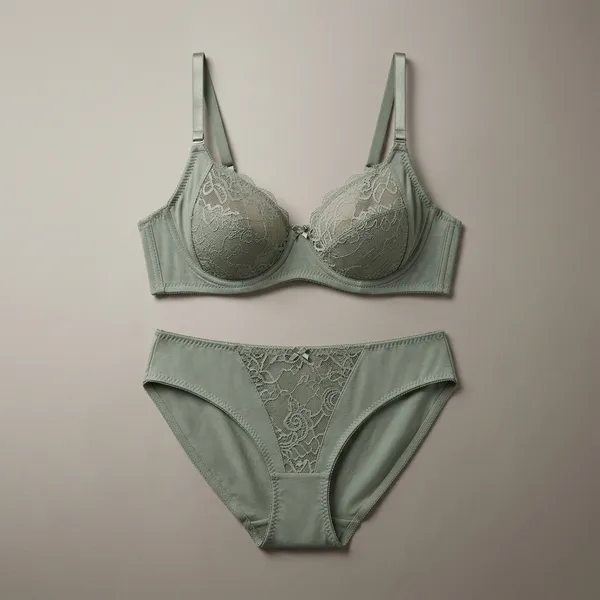 Sage_Green_Cotton-Net_Lace_Lingerie_Set_For_Women