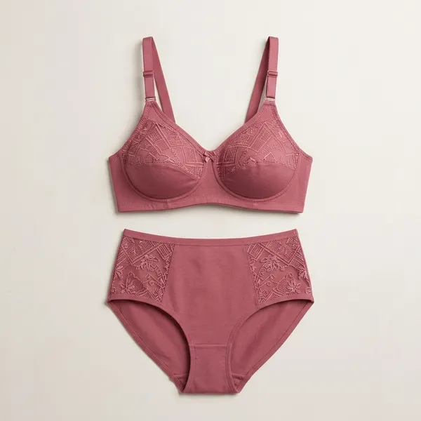 Rose_Pink_Cotton-Net_Lace_Lingerie_Set_For_Women