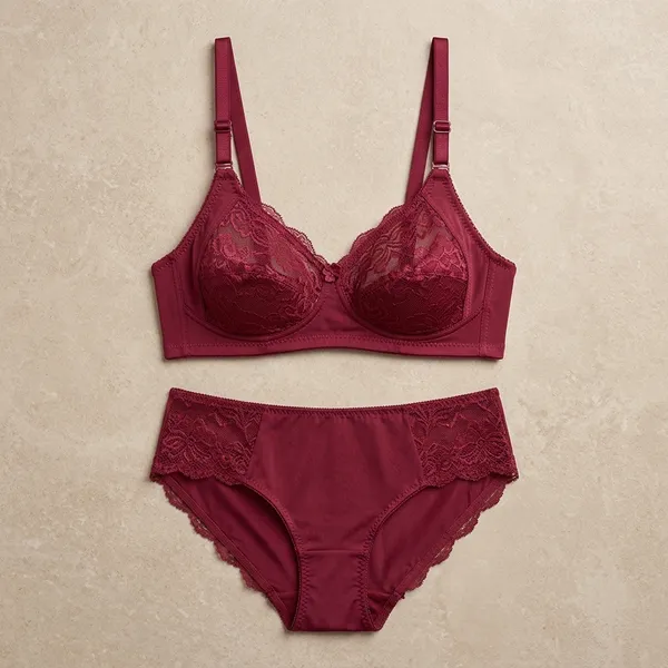 Maroon_Cotton-Net_Lace_Soft_Cup_Lingerie_Set_For_Women