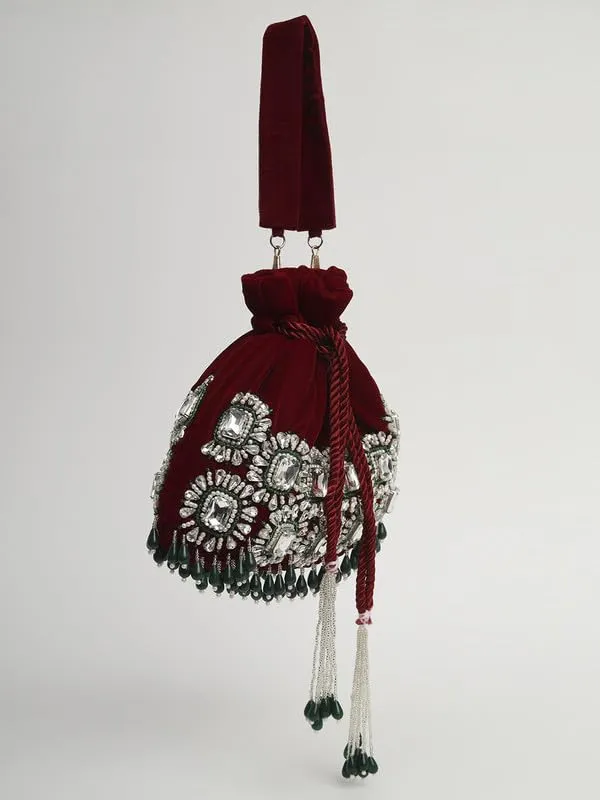 Maroon_Silk_Beaded_Embroidered_Potli_Bag_For_Women