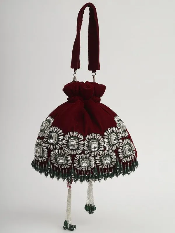 Maroon_Silk_Beaded_Embroidered_Potli_Bag_For_Women