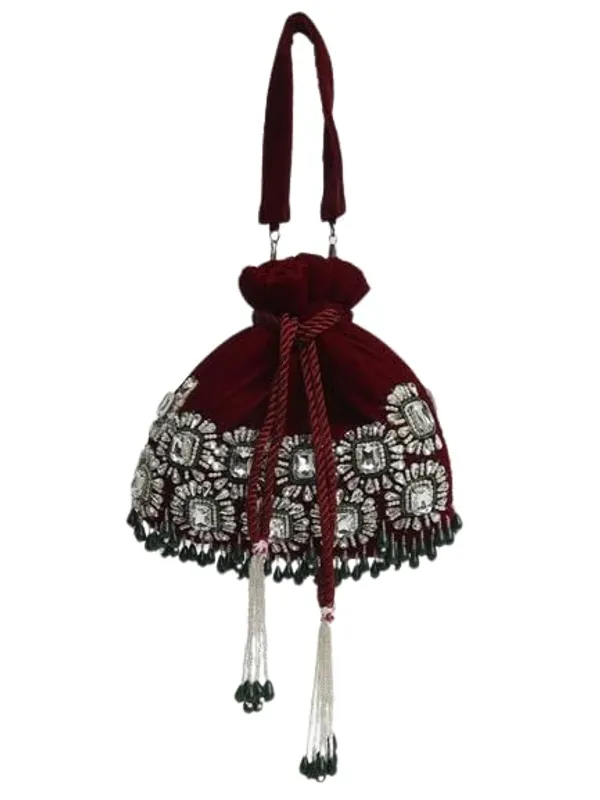 Maroon_Silk_Beaded_Embroidered_Potli_Bag_For_Women