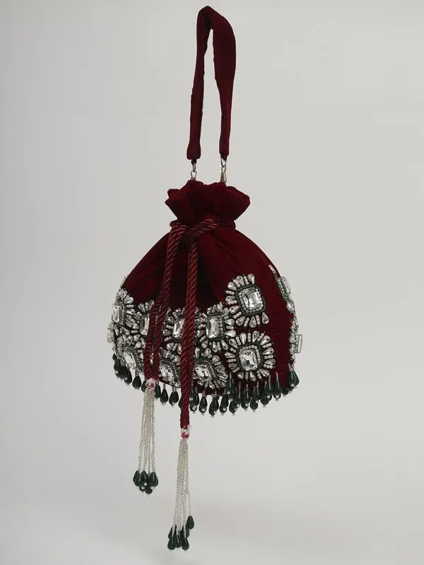 Maroon_Silk_Beaded_Embroidered_Potli_Bag_For_Women