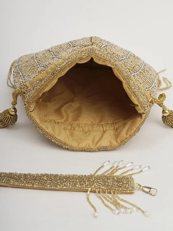 Brown_Silk_Pearl_Embroidered_Potli_Bag_For_Women