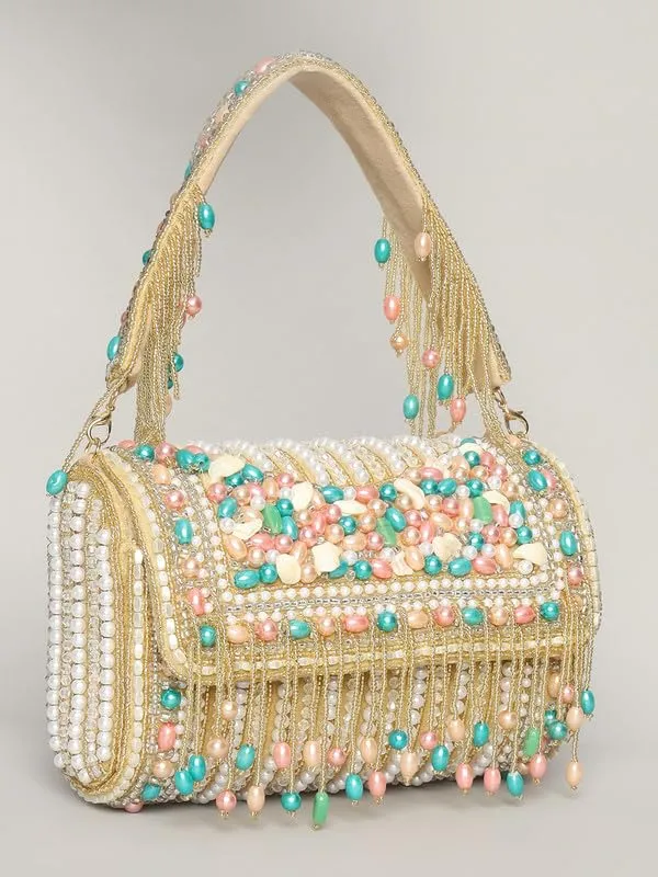 Multicolor_Silk_Crystal_Pearl_Embellished__Clutch_Bag_For_Women