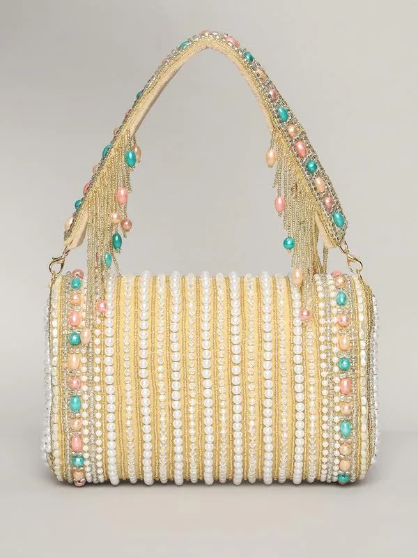 Multicolor_Silk_Crystal_Pearl_Embellished__Clutch_Bag_For_Women