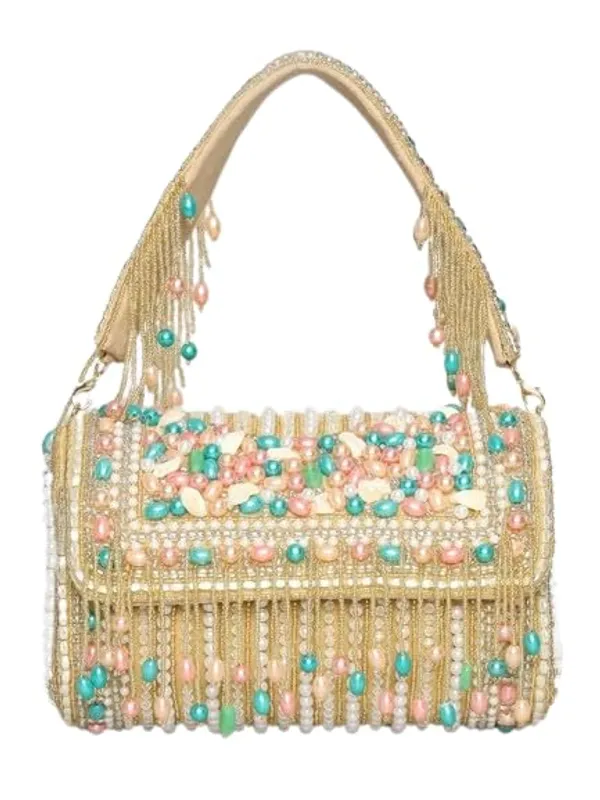 Multicolor_Silk_Crystal_Pearl_Embellished__Clutch_Bag_For_Women