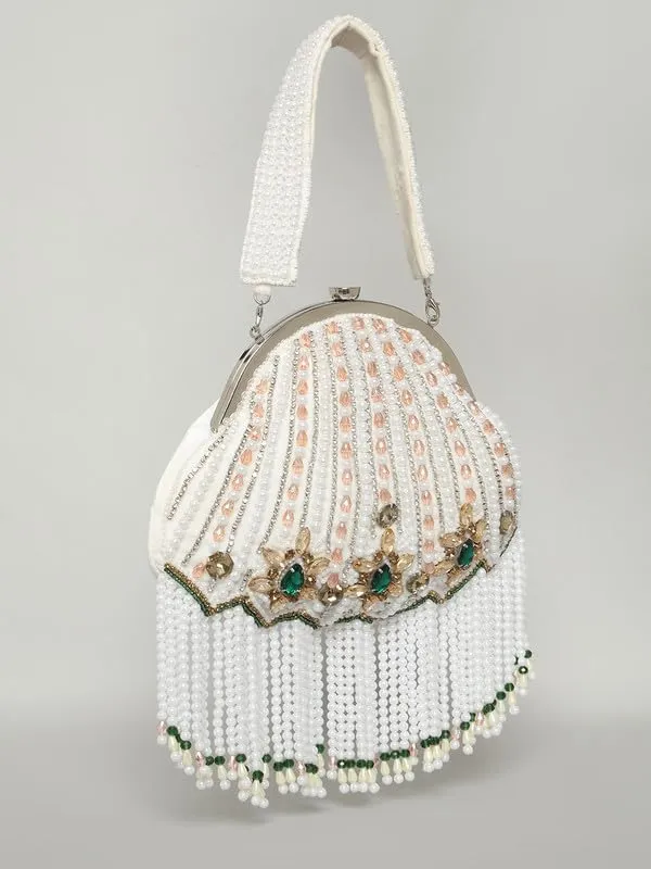 White_Silk_Pearl_Embellished_Drawstring_Potli_Bag_For_Women