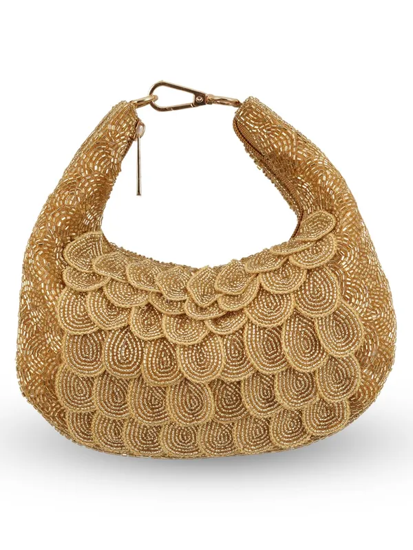 Golden_Silk_Beaded_Crescent_Premium_Handbag_For_Women