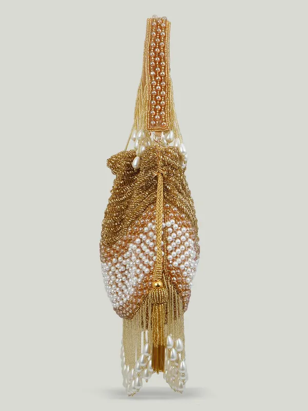 Gold_Silk_Pearl_Golden_Thread_Beaded_Potli_Bag_For_Women