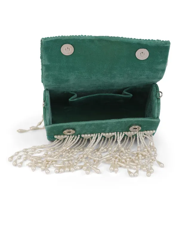 Green_Silk_Pearl_Crystal_Beaded_Premium_Handbag_For_Women