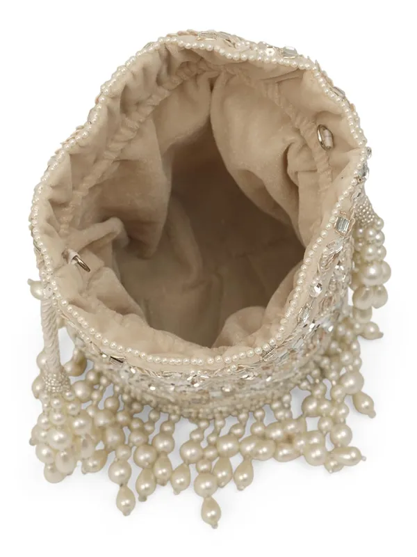 Beige_Silk_Mirror_Work_Pearl_Drawstring_Potli_Bag_For_Women