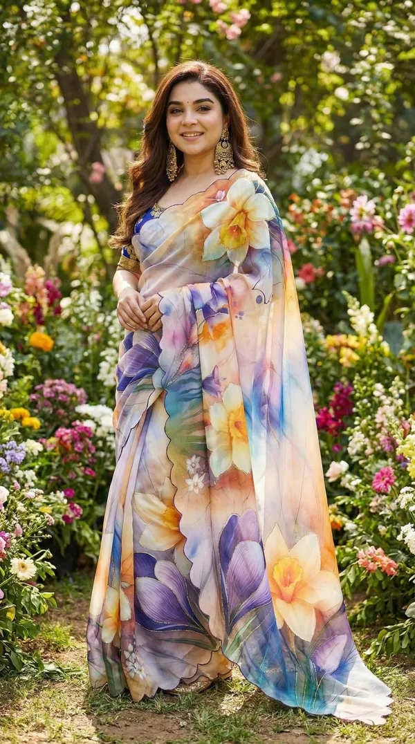 Rainbow_Pastel_Floral_Print_Georgette_Saree_With_Delicate_Hand_Work_&_Blouse_Piece