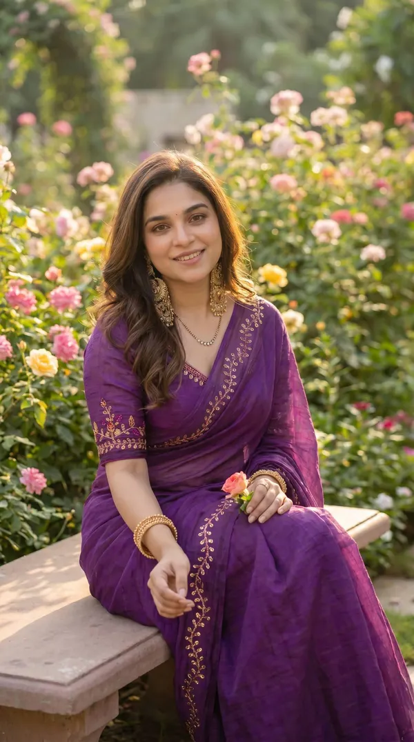 Deep_Purple_Space_Silk_Saree_with_Handwork_&_Blouse_Piece