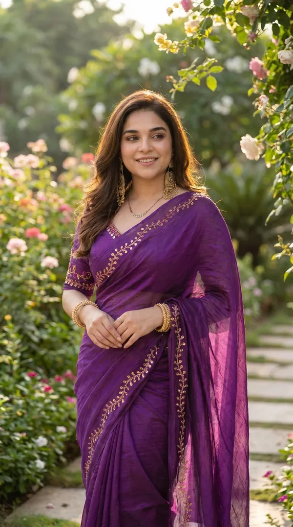 Deep_Purple_Space_Silk_Saree_with_Handwork_&_Blouse_Piece