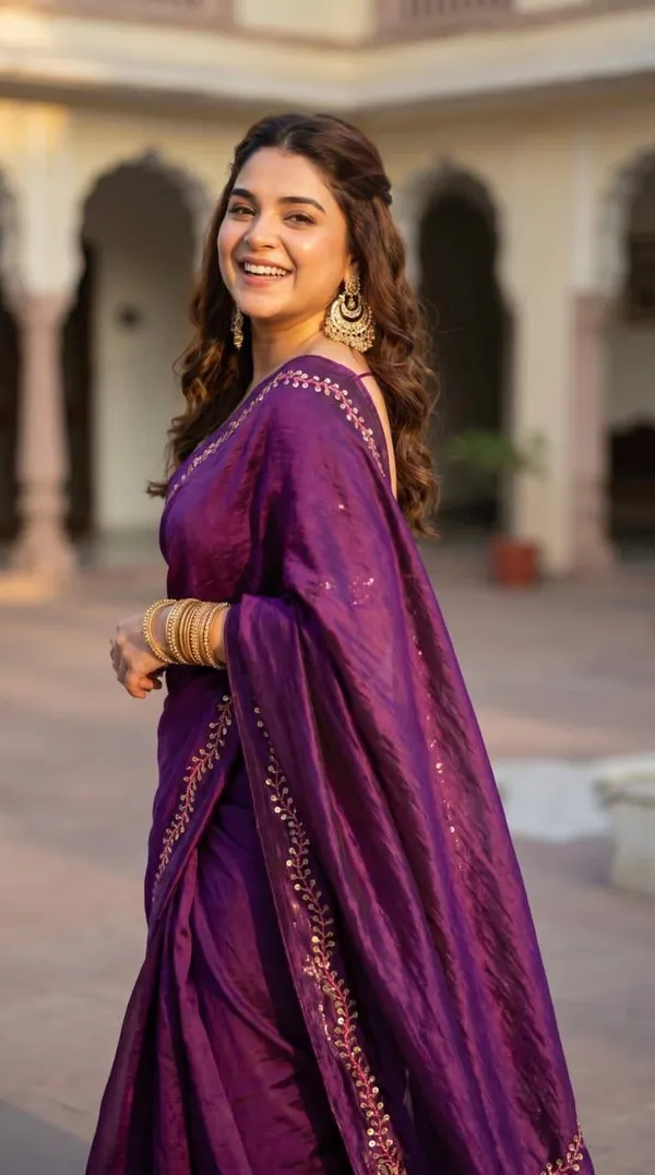 Deep_Purple_Space_Silk_Saree_with_Handwork_&_Blouse_Piece