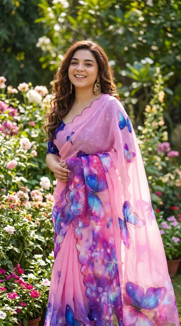 Pink_Purple_Floral_Georgette_Saree_With_Delicate_Hand_Work_&_Blouse_Piece