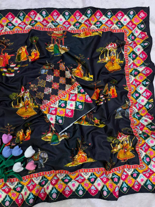 Black_Soft_Crepe_Satin_Saree_with_Handwork_&_Blouse_Piece