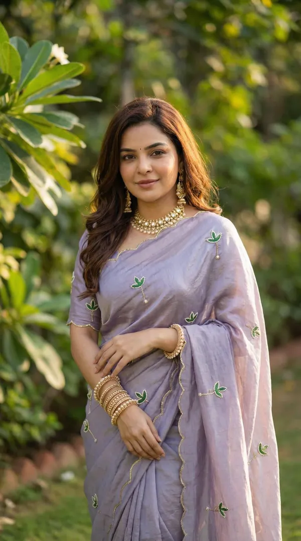 Exquisite_Lavender_Space_Silk_Saree_with_Handwork_&_Blouse_Piece