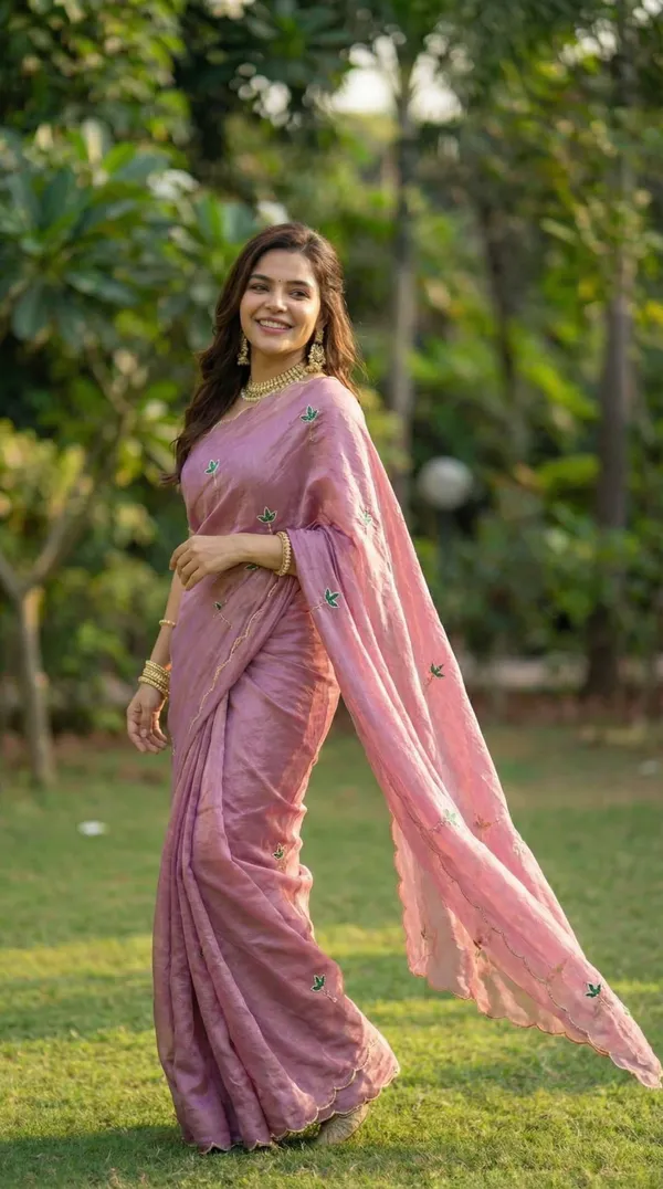 Rose_Gold_Space_Silk_Saree_with_Handwork_&_Blouse_Piece