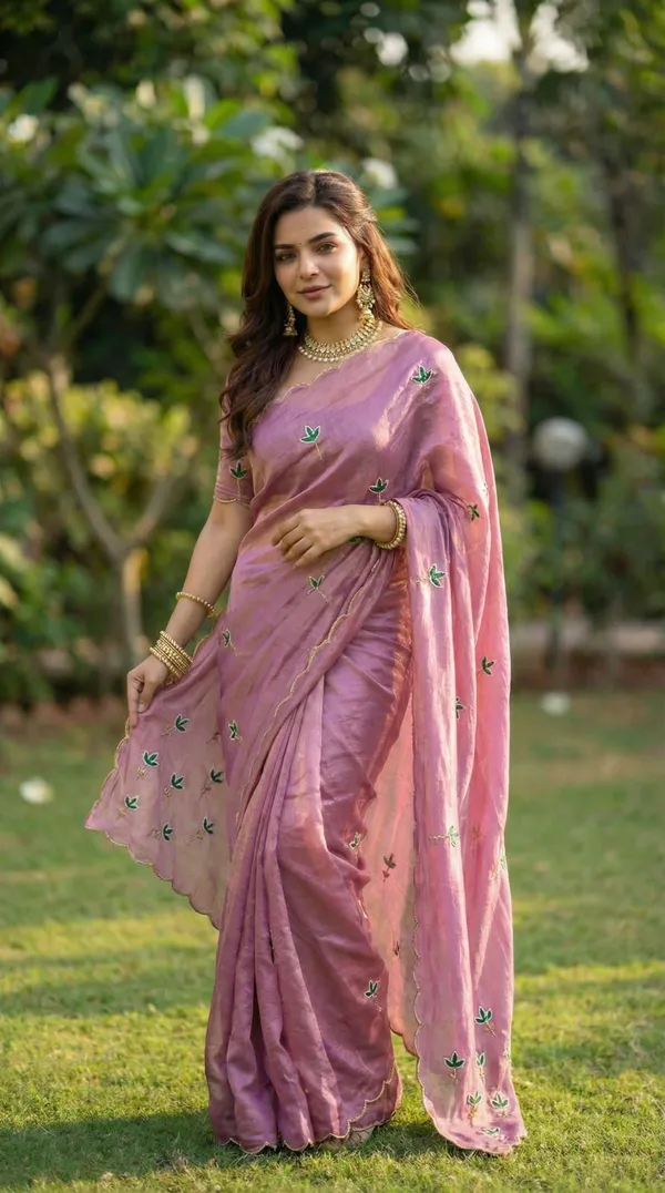 Rose_Gold_Space_Silk_Saree_with_Handwork_&_Blouse_Piece