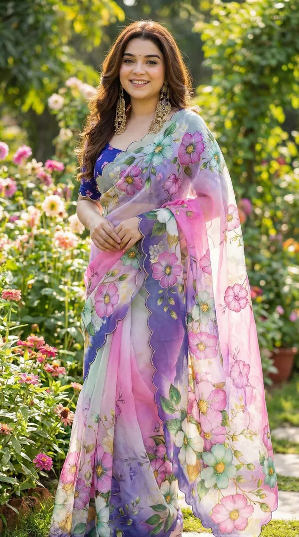 Pastel_Floral_Georgette_Saree_With_Delicate_Hand_Work_&_Blouse_Piece