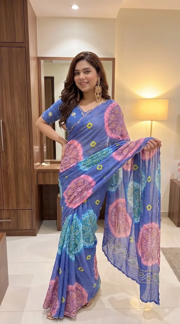 Cobalt_Blue_Bandhani_Print_Cutdana_Handwork_Chiffon_Saree