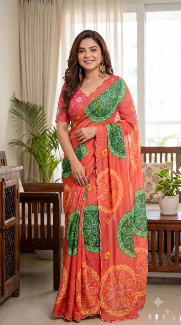 Coral_Bandhani_Print_Cutdana_Handwork_Chiffon_Saree