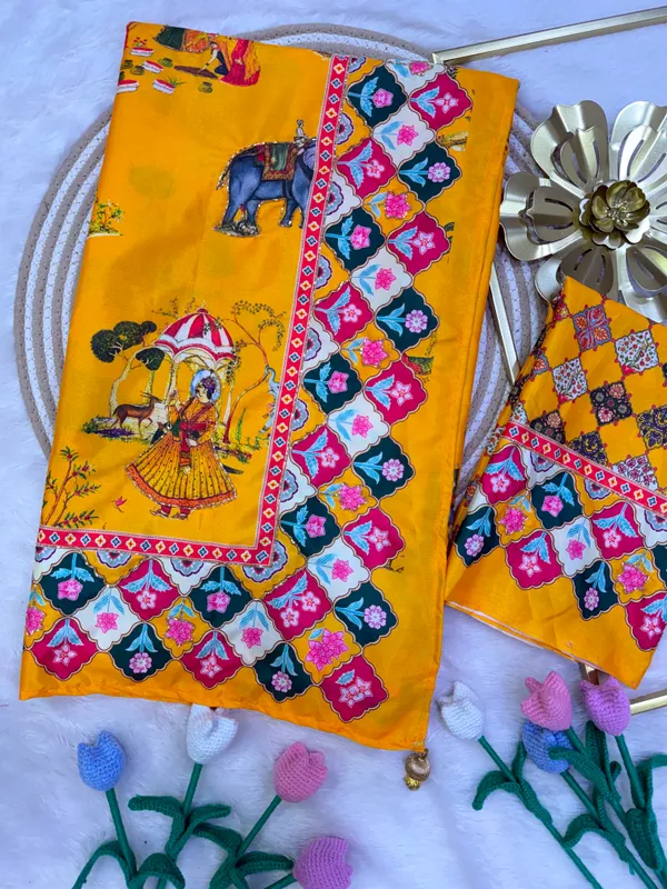 Mustard_Yellow_Soft_Crepe_Satin_Saree_with_Handwork_&_Blouse_Piece