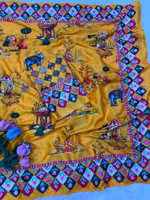 Mustard_Yellow_Soft_Crepe_Satin_Saree_with_Handwork_&_Blouse_Piece