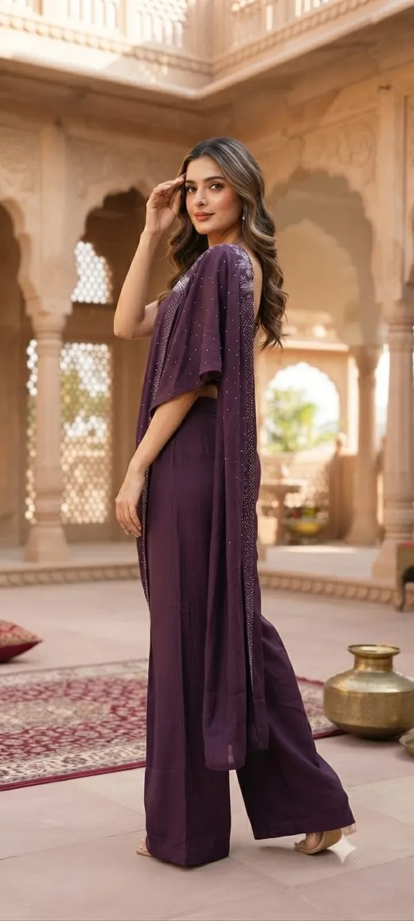Deep_Purple_Flutter-Sleeve_Indo-western
