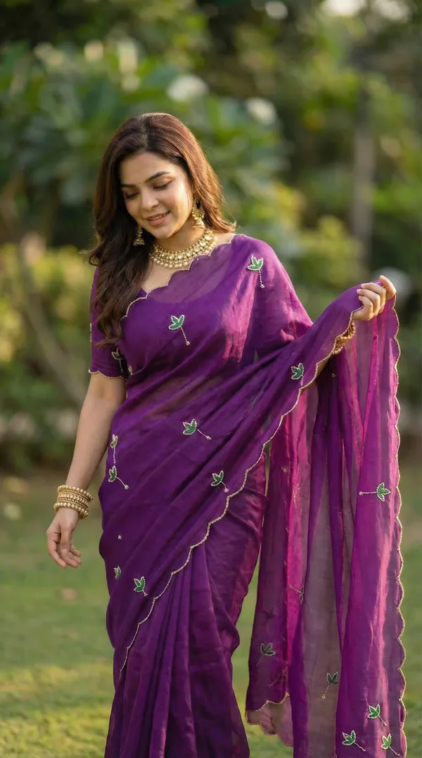 Deep_Wine_Space_Silk_Saree_with_Handwork_&_Blouse_Piece