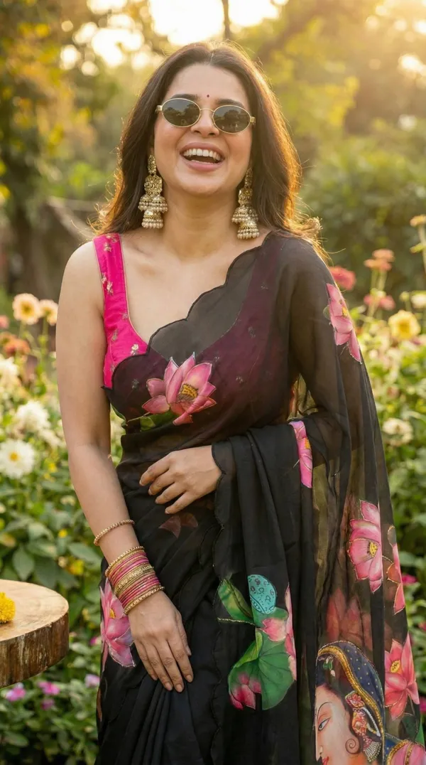 Black_Floral_Print_Georgette_Saree_With_Delicate_Hand_Work_&_Blouse_Piece