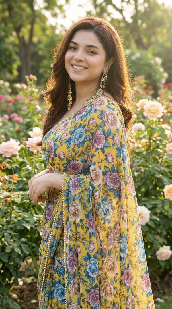 Pastel_Yellow_Floral_Georgette_Saree_With_Heavy_Border_&_Blouse_Piece
