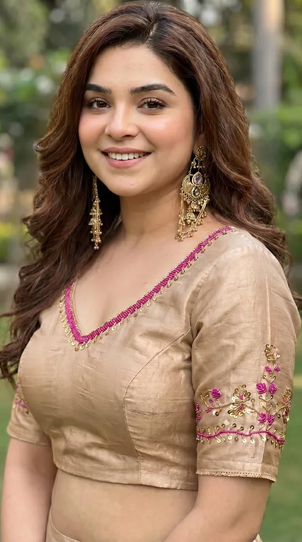 Champagne_Gold_Space_Silk_Saree_with_Handwork_&_Blouse_Piece