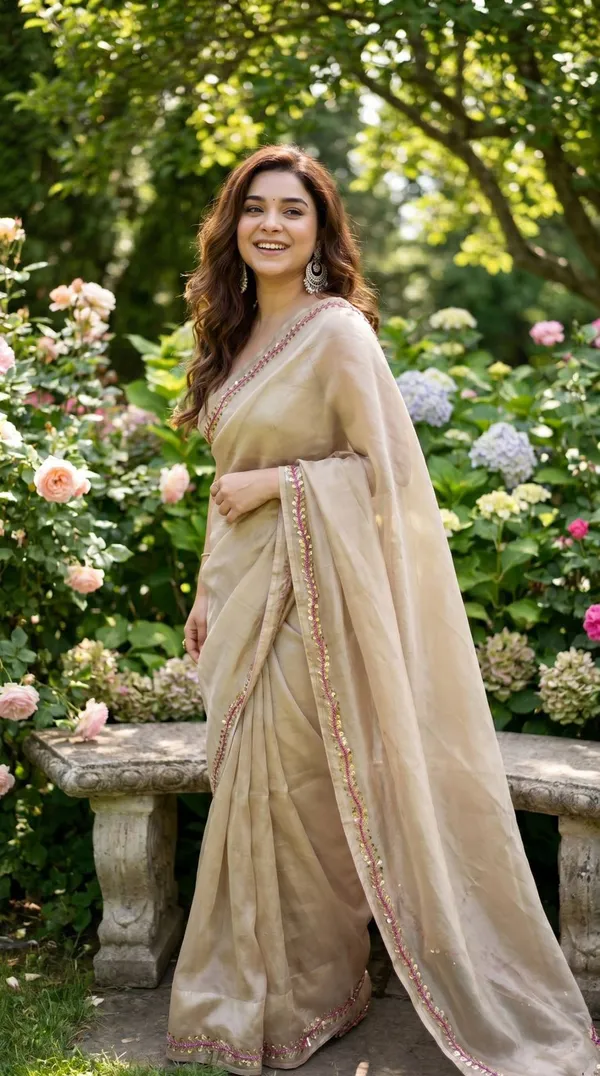 Champagne_Gold_Space_Silk_Saree_with_Handwork_&_Blouse_Piece