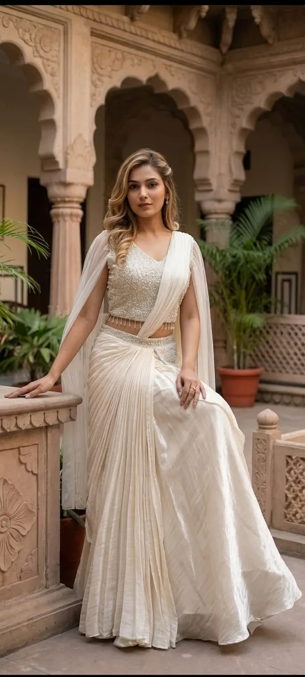Ivory_Pearl_Draped_Handwork_Saree_Indo-western