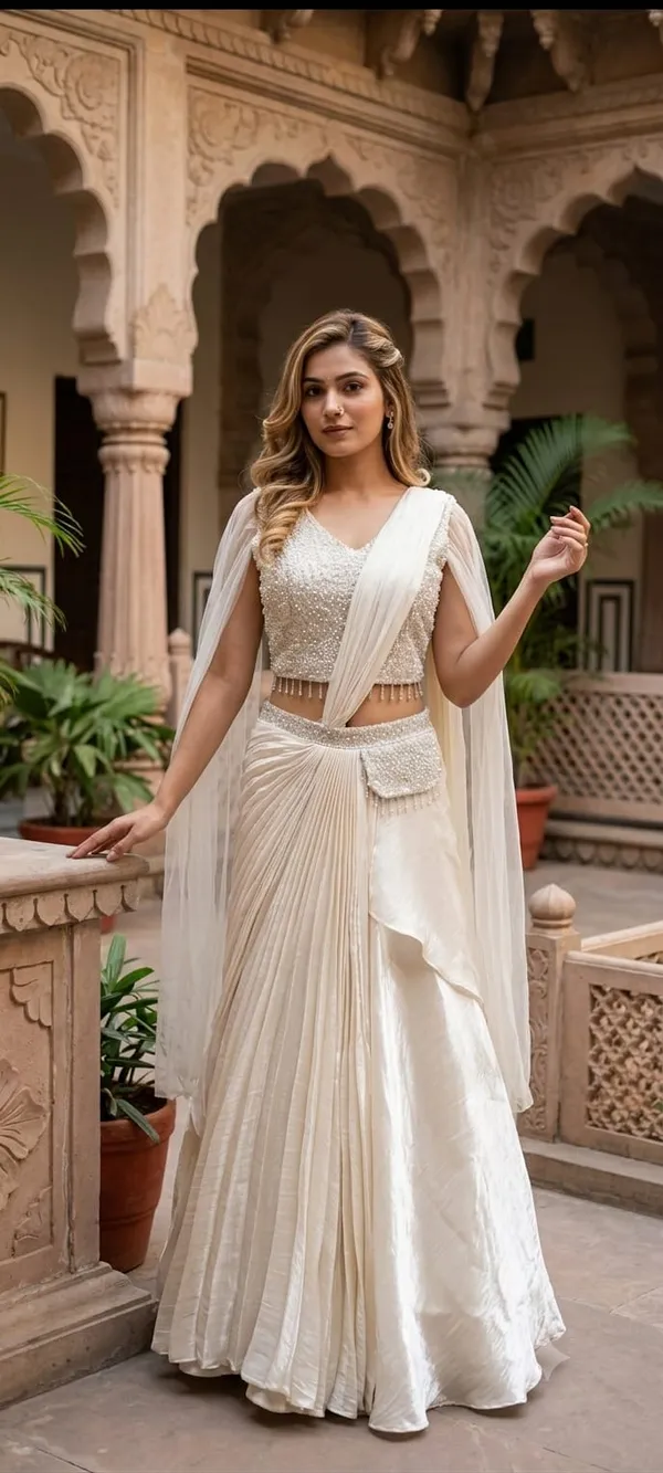 Ivory_Pearl_Draped_Handwork_Saree_Indo-western