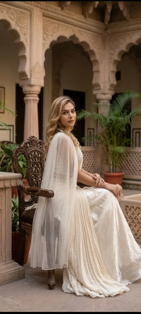 Ivory_Pearl_Draped_Handwork_Saree_Indo-western