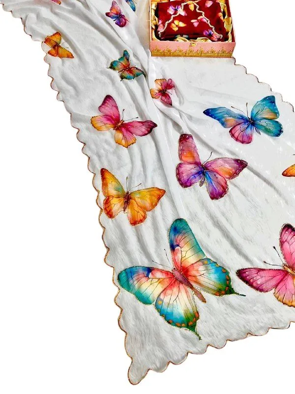 White_Butterfly_Georgette_Saree_With_Hand_Work_&_Blouse_Piece