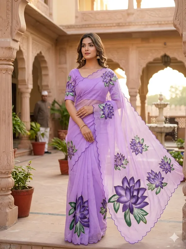 Lavender-Lilac_Georgette_Saree_With_Delicate_Hand_Work_&_Blouse_Piece