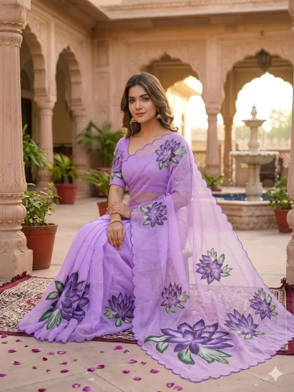 Lavender-Lilac_Georgette_Saree_With_Delicate_Hand_Work_&_Blouse_Piece