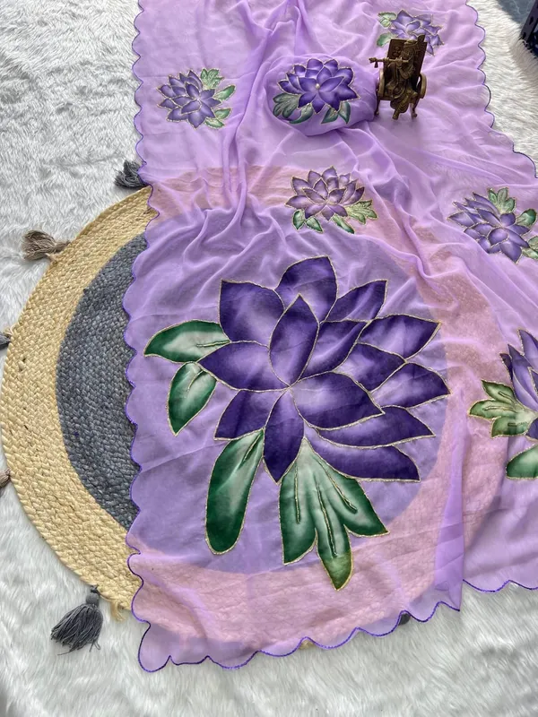Lavender-Lilac_Georgette_Saree_With_Delicate_Hand_Work_&_Blouse_Piece