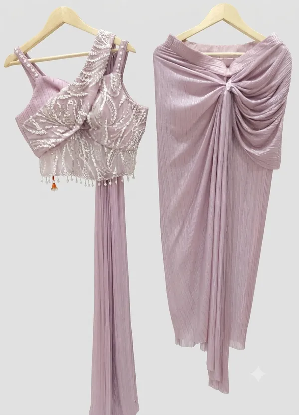 Lilac_Sequin_One-Shoulder_Cowl_Indo-western
