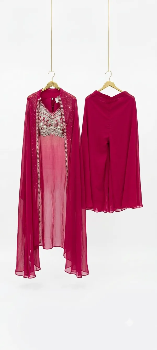 Magenta_Hand_Embroidered_Indo-western
