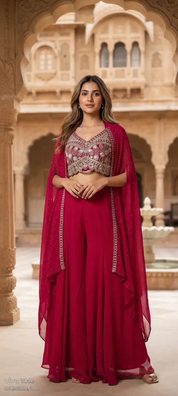 Magenta_Hand_Embroidered_Indo-western