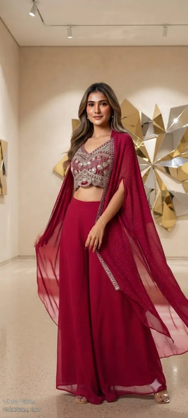 Magenta_Hand_Embroidered_Indo-western