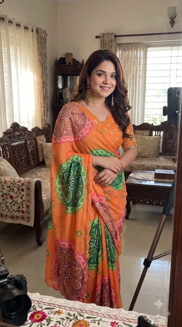 Marigold_Bandhani_Print_Cutdana_Handwork_Chiffon_Saree